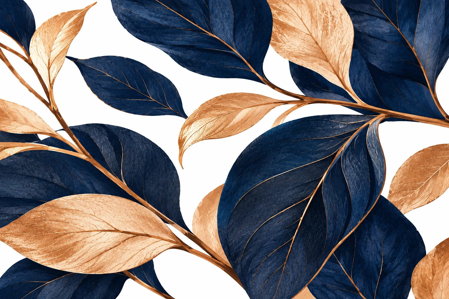 Blue-and-gold leaf floral artwork used as the source design for this workflow