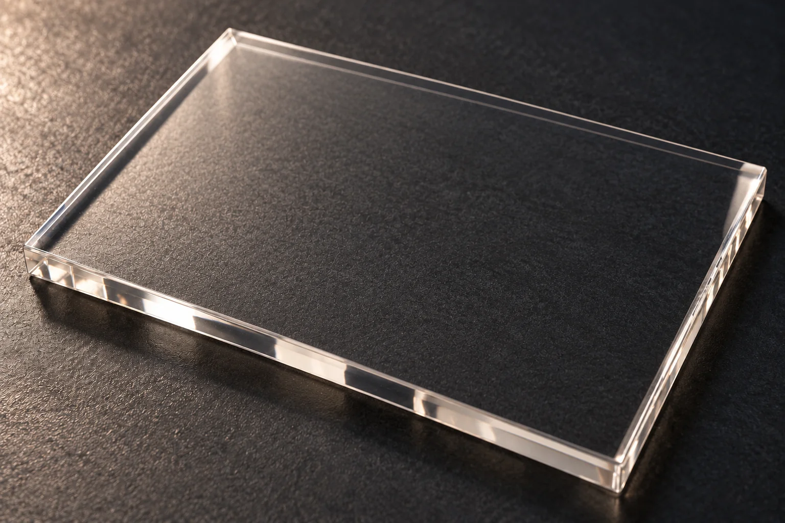 Concept blank clear-acrylic panel matching the shape of the finished sample