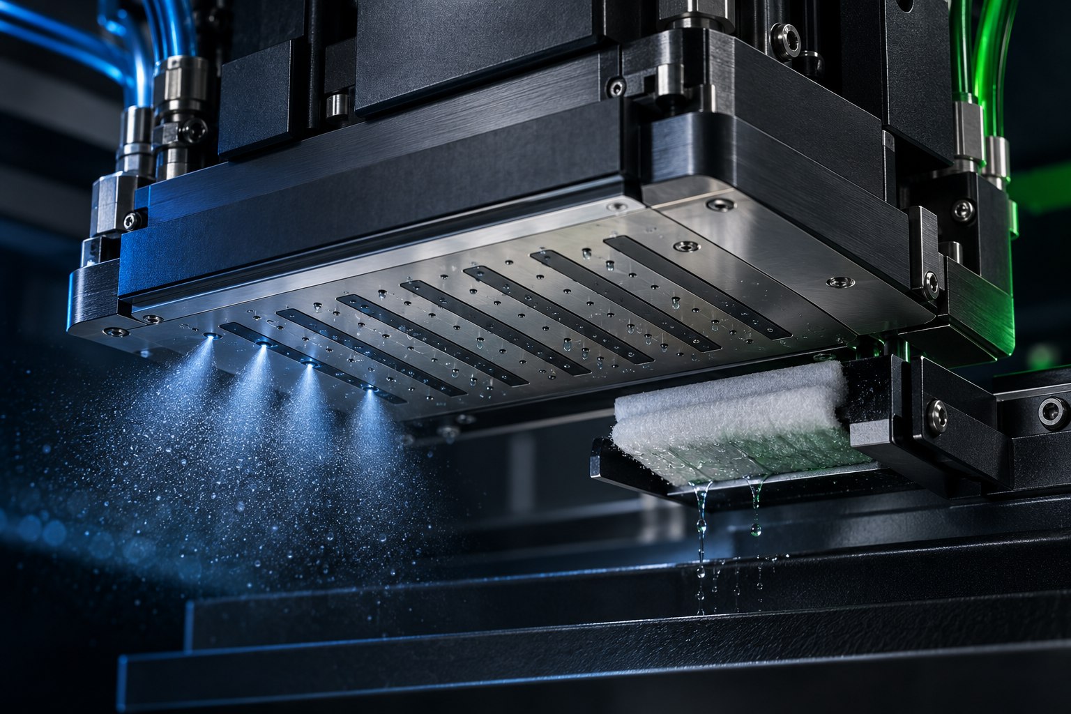 Concept illustration of UV printhead cleaning and maintenance