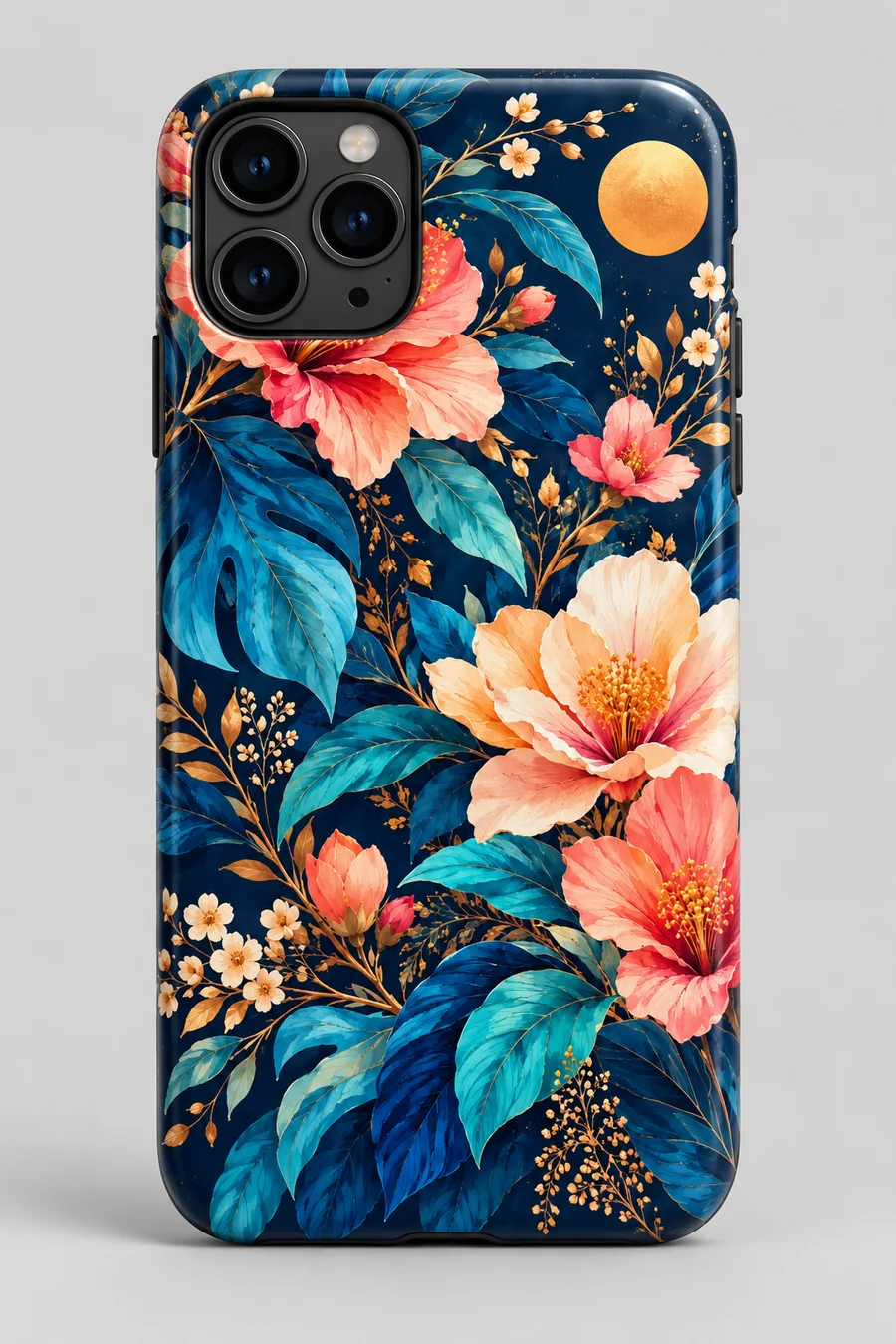 Concept finished phone case with the floral artwork from step 01
